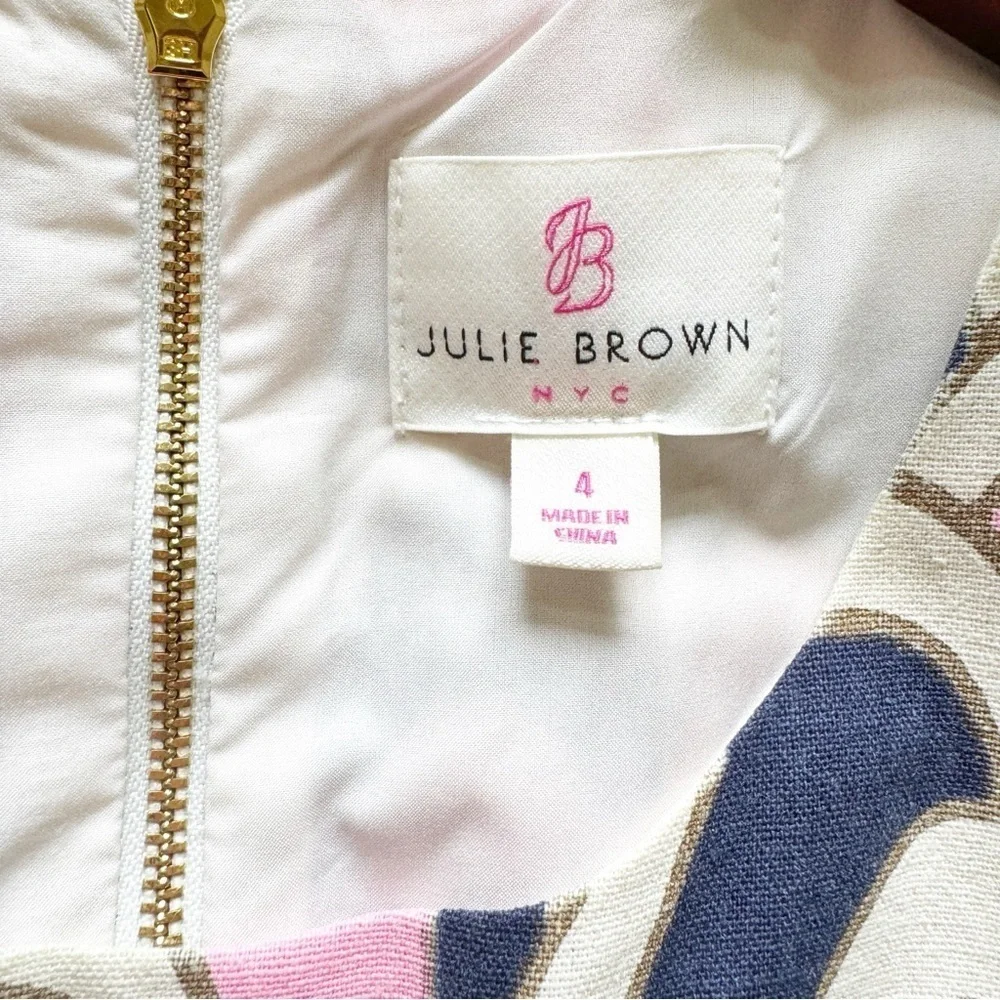 JB JULIE BROWN NYC Sleeveless Back Zip Shift Dress Size 4 in Multi Linen Blend